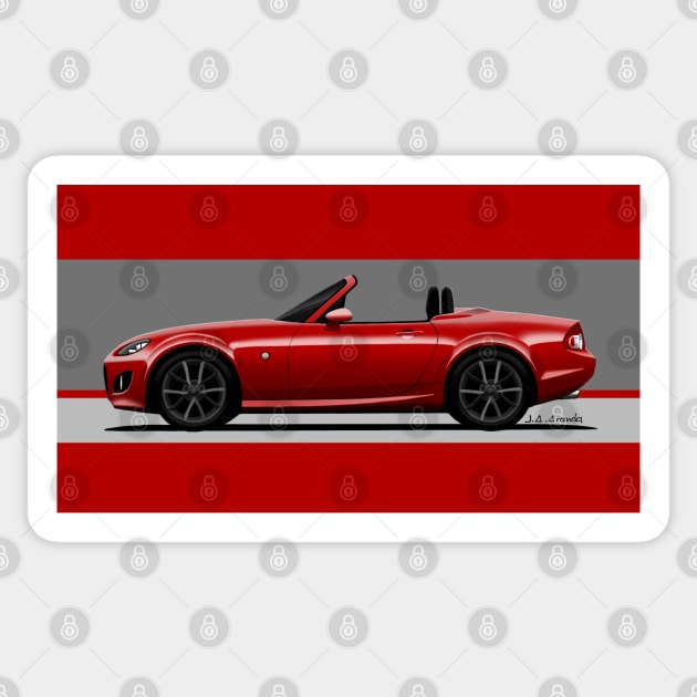 My drawing of the NC2 RC PRHT roadster convertible classic sports car with dark rims Sticker by jaagdesign